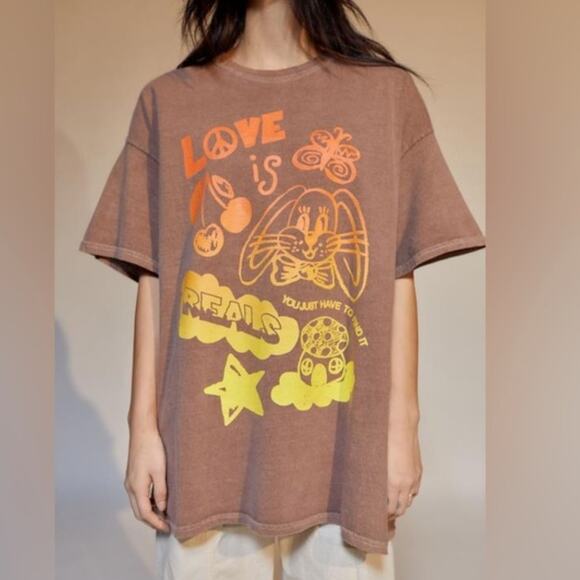 Urban Outfitters Groovy Graphic Tee Retro 70s Oversize Grunge Psychedelic Tshirt - Picture 2 of 8